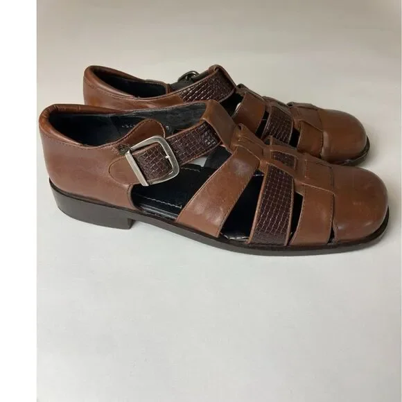 Pronto Uomo Firenze Fisherman Leather Woven Sandals SZ 12 display picture 2